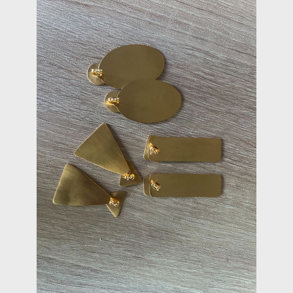 Set of 3 Hammered Matte-Gold Statement Earrings (Made in India)